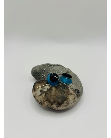 PENDIENTES ARTESANOS  DE CRISTAL MARINO EDICIÓN PLATA