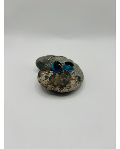 PENDIENTES ARTESANOS  DE CRISTAL MARINO EDICIÓN PLATA