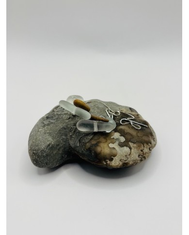 PENDIENTES ARTESANOS DE CRISTAL MARINO EDICIÓN PLATA