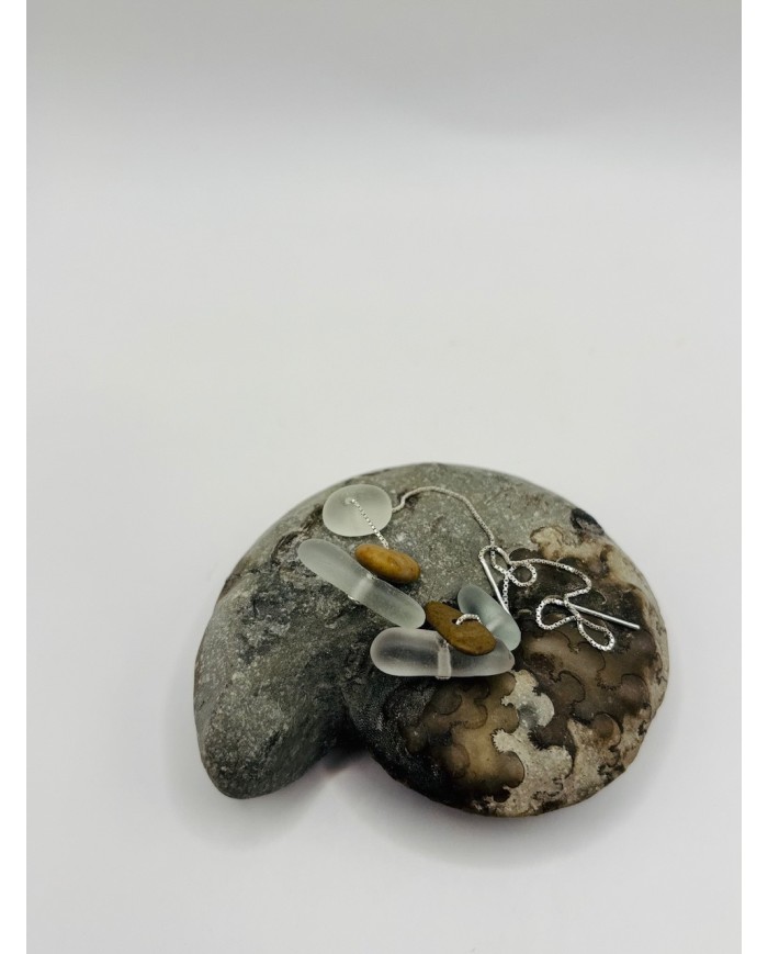 PENDIENTES ARTESANOS DE CRISTAL MARINO EDICIÓN PLATA