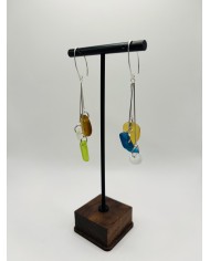 PENDIENTES ARTESANOS DE CRISTAL MARINO EDICIÓN PLATA