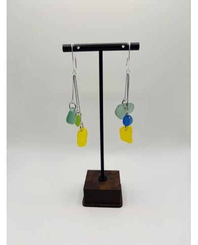 PENDIENTES ARTESANOS DE CRISTAL MARINO EDICIÓN PLATA