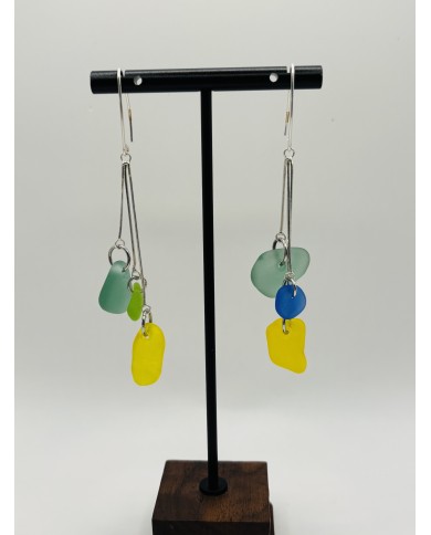PENDIENTES ARTESANOS DE CRISTAL MARINO EDICIÓN PLATA