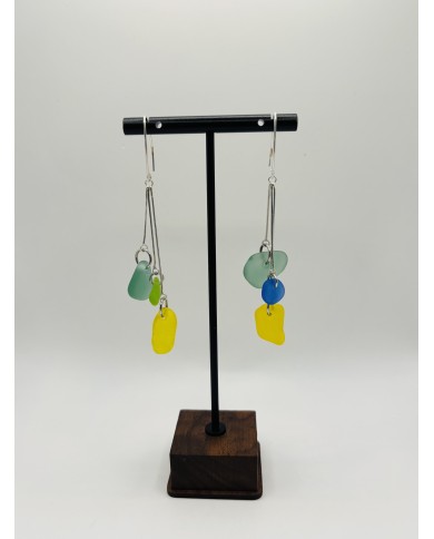 PENDIENTES ARTESANOS DE CRISTAL MARINO EDICIÓN PLATA