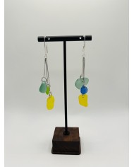 PENDIENTES ARTESANOS DE CRISTAL MARINO EDICIÓN PLATA