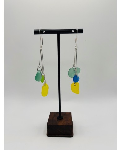 PENDIENTES ARTESANOS DE CRISTAL MARINO EDICIÓN PLATA