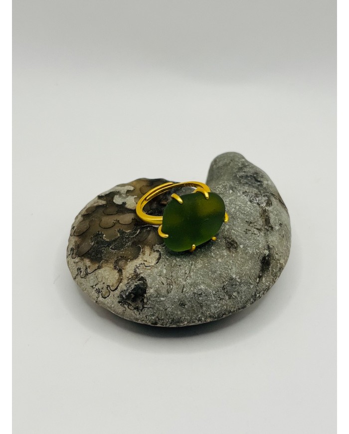 ANILLO ARTESANO DE CRISTAL MARINO