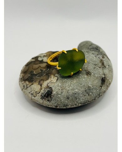 ANILLO ARTESANO DE CRISTAL MARINO