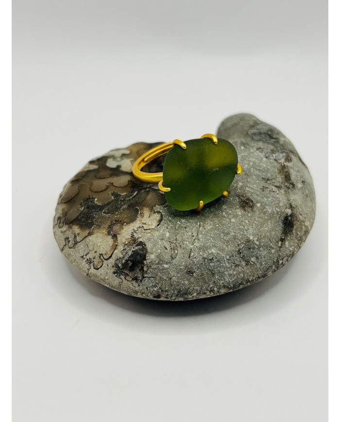 ANILLO ARTESANO DE CRISTAL MARINO