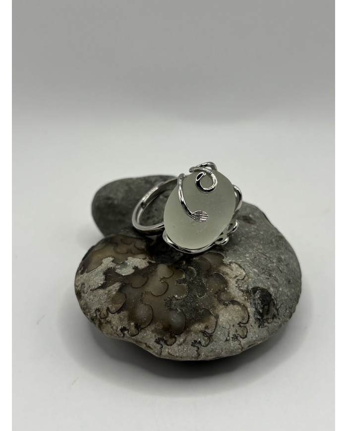 ANILLO ARTESANO DE CRISTAL MARINO