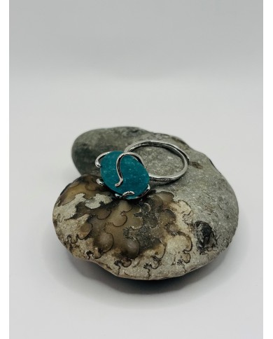 ANILLO ARTESANO DE CRISTAL MARINO