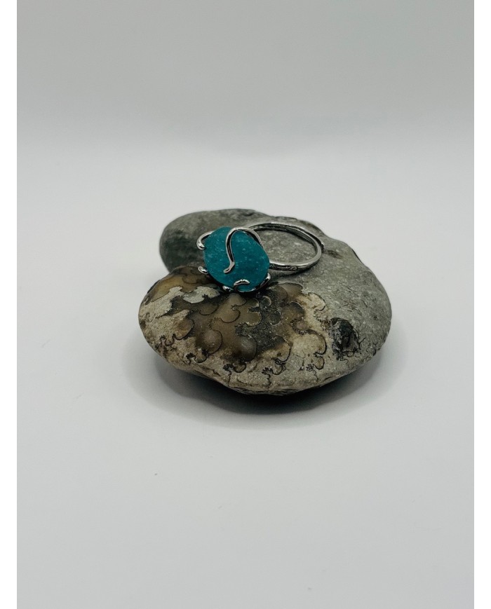 ANILLO ARTESANO DE CRISTAL MARINO