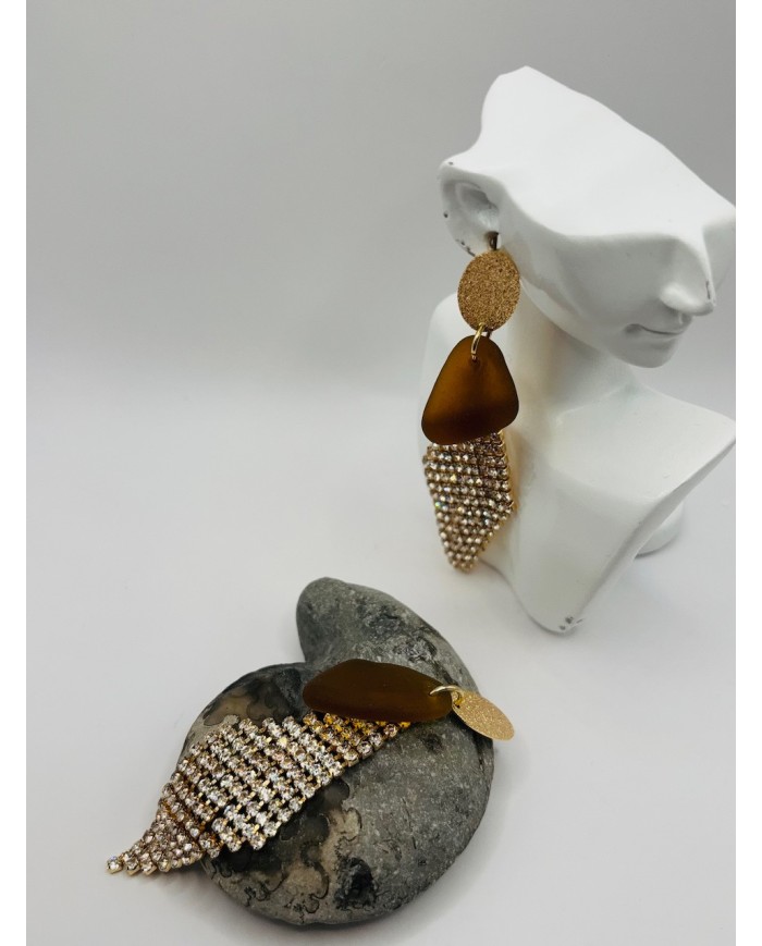 PENDIENTES ARTESANOS DE CRISTAL MARINO