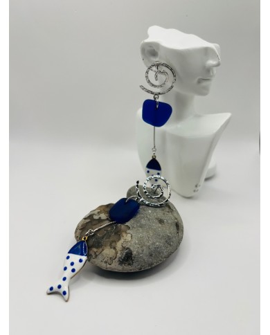 PENDIENTES ARTESANOS DE CRISTAL MARINO