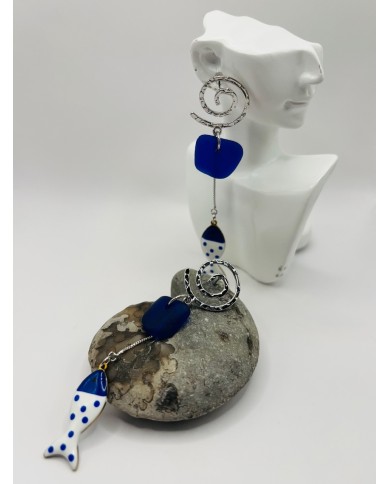 PENDIENTES ARTESANOS DE CRISTAL MARINO