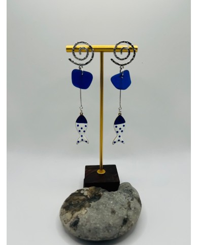 PENDIENTES ARTESANOS DE CRISTAL MARINO