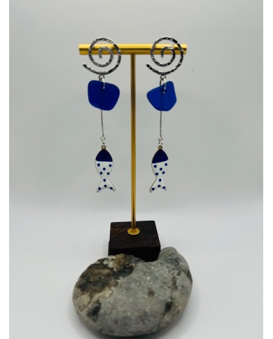 PENDIENTES ARTESANOS DE CRISTAL MARINO