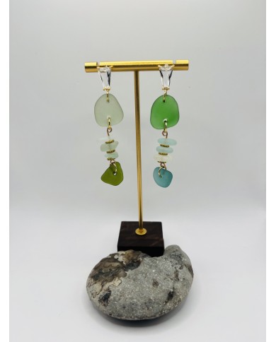 PENDIENTES ARTESANOS DE CRISTAL MARINO