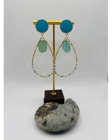 PENDIENTES ARTESANOS DE CRISTAL MARINO