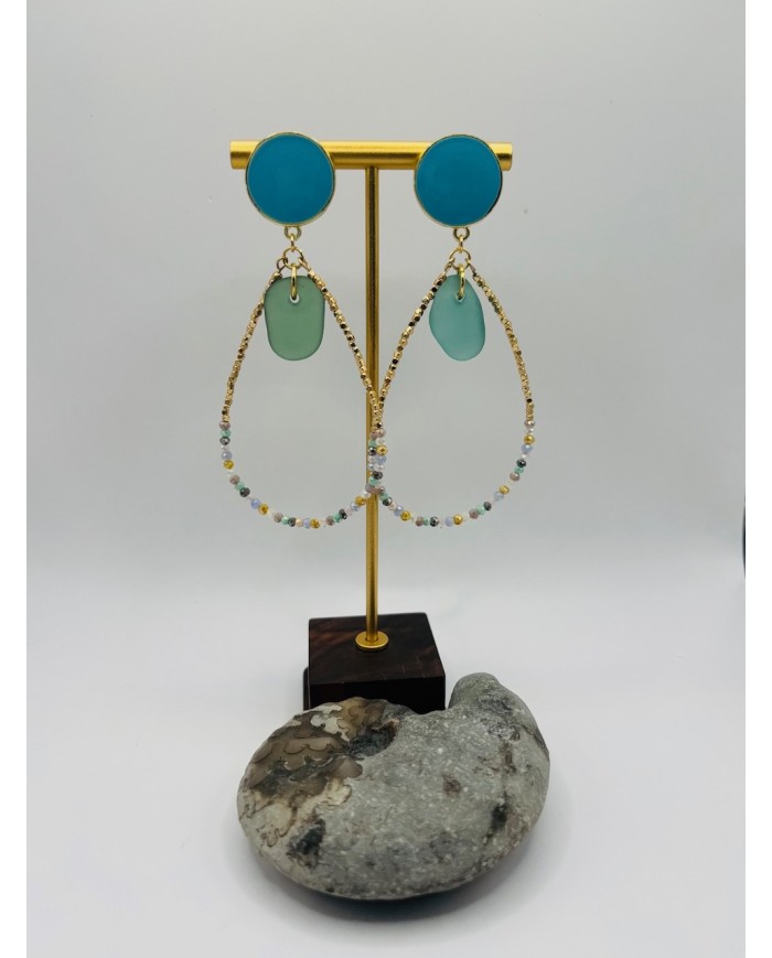 PENDIENTES ARTESANOS DE CRISTAL MARINO