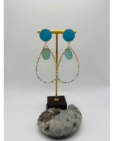 PENDIENTES ARTESANOS DE CRISTAL MARINO