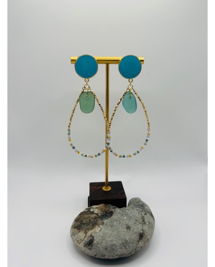 PENDIENTES ARTESANOS DE CRISTAL MARINO