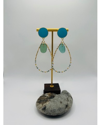 PENDIENTES ARTESANOS DE CRISTAL MARINO
