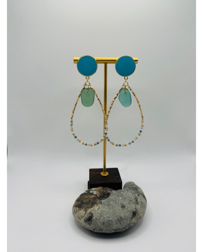 PENDIENTES ARTESANOS DE CRISTAL MARINO