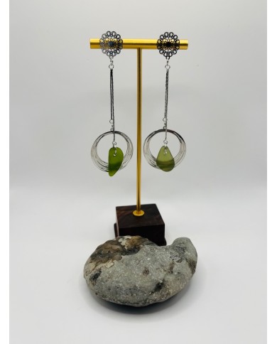 PENDIENTES ARTESANOS DE CRISTAL MARINO