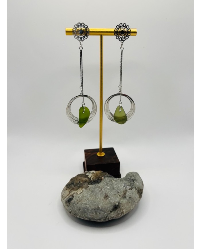 PENDIENTES ARTESANOS DE CRISTAL MARINO