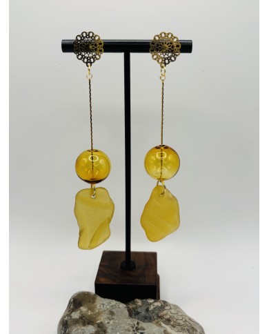 PENDIENTES ARTESANOS DE CRISTAL MARINO