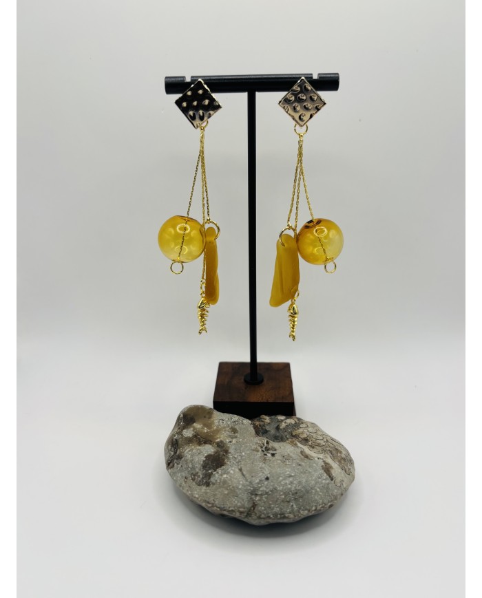 PENDIENTES ARTESANOS DE CRISTAL MARINO