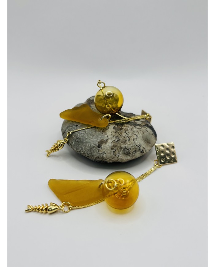 PENDIENTES ARTESANOS DE CRISTAL MARINO
