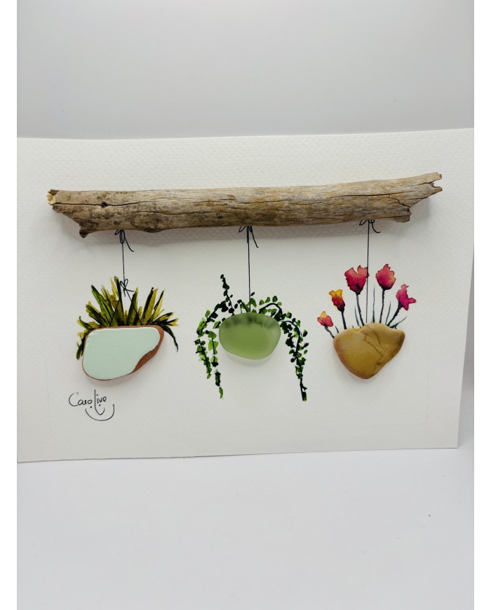 ILUSTRACIÓN PINTADA  A MANO CON CRISTAL MARINO