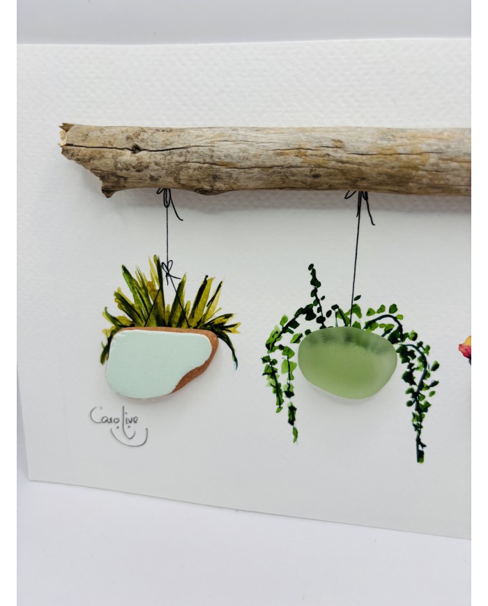 ILUSTRACIÓN PINTADA  A MANO CON CRISTAL MARINO