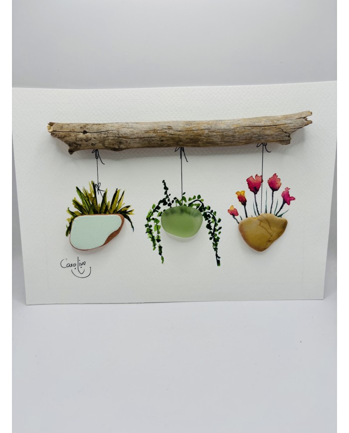ILUSTRACIÓN PINTADA  A MANO CON CRISTAL MARINO