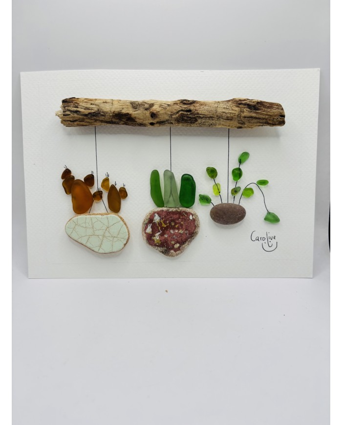 ILUSTRACIÓN ARTESANA DE CRISTAL MARINO Y RESTOS DEL MAR