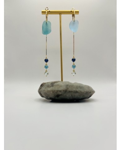 PENDIENTES ARTESANOS  DE CRISTAL MARINO O LÁGRIMAS DE SIRENA