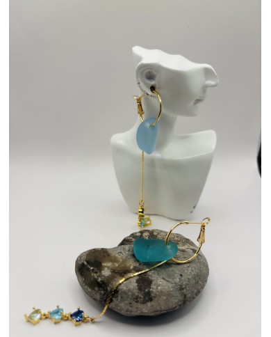 PENDIENTES ARTESANOS  DE CRISTAL MARINO O LÁGRIMAS DE SIRENA