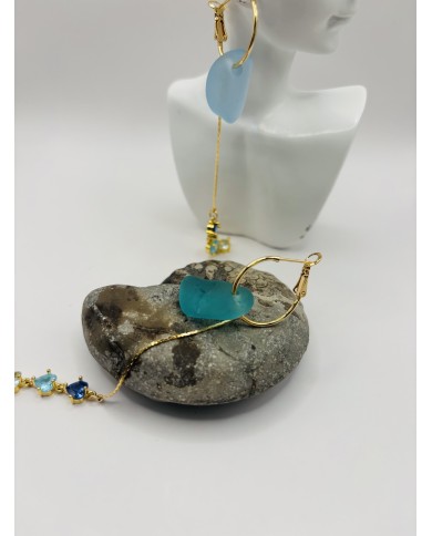 PENDIENTES ARTESANOS  DE CRISTAL MARINO O LÁGRIMAS DE SIRENA