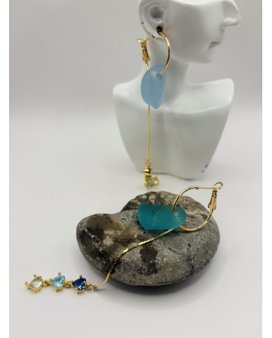 PENDIENTES ARTESANOS  DE CRISTAL MARINO O LÁGRIMAS DE SIRENA
