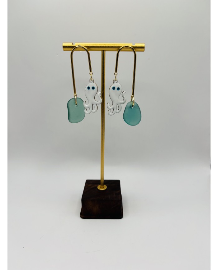 PENDIENTES ARTESANOS DE CRISTAL MARINO