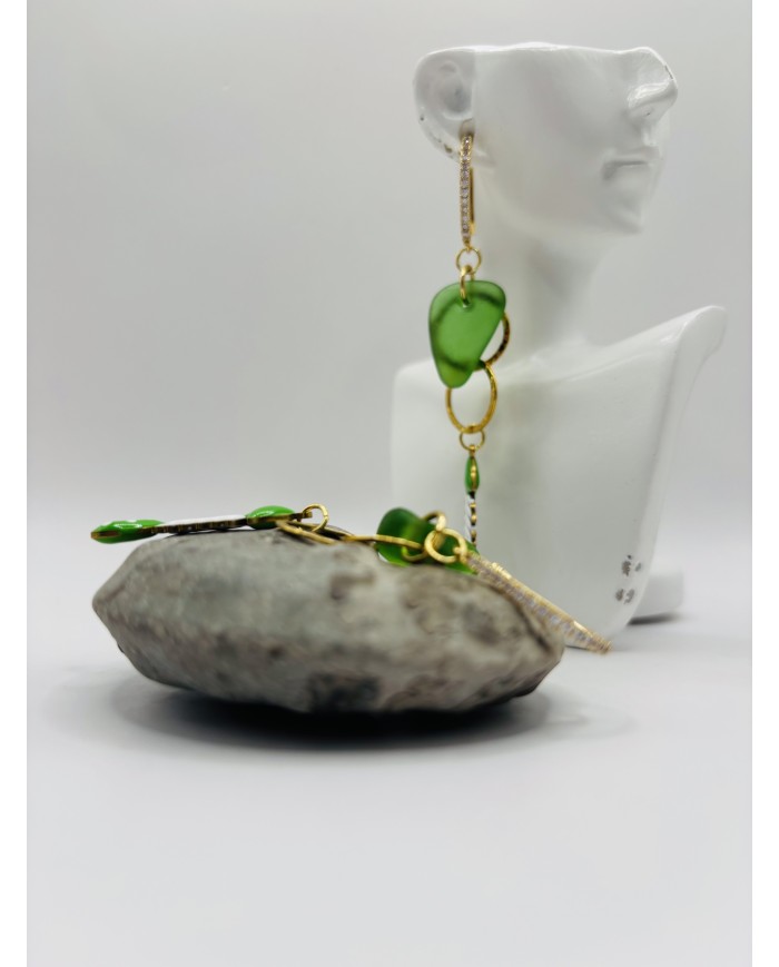 PENDIENTES ARTESANOS DE CRISTAL MARINO