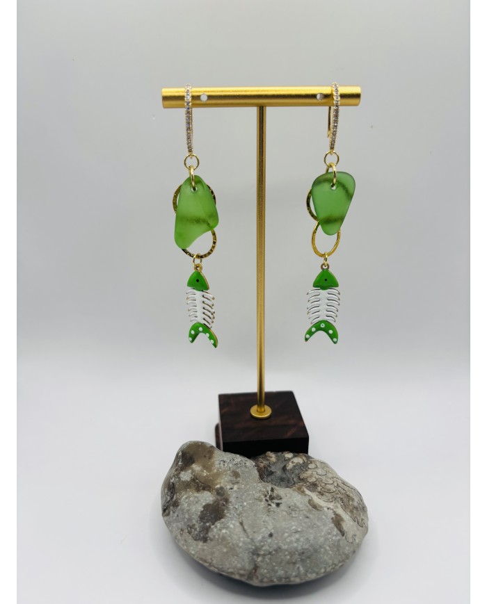 PENDIENTES ARTESANOS DE CRISTAL MARINO