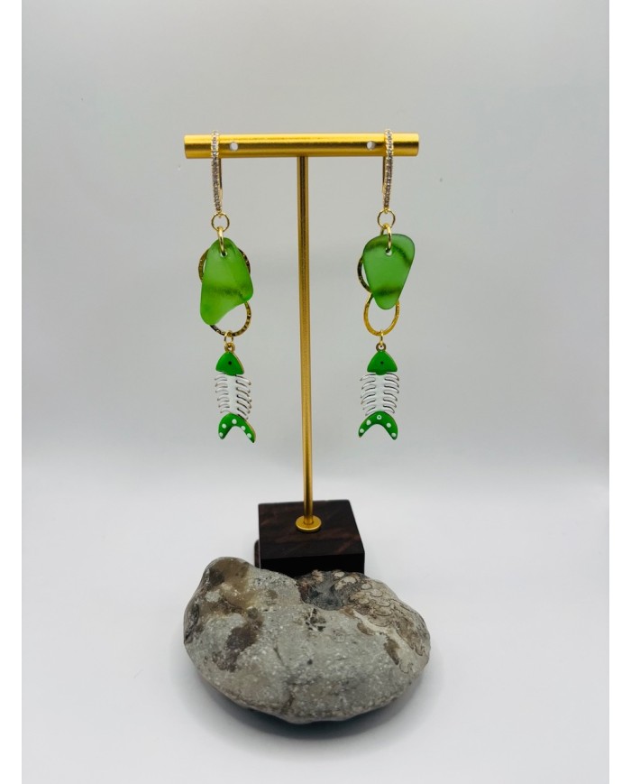 PENDIENTES ARTESANOS DE CRISTAL MARINO