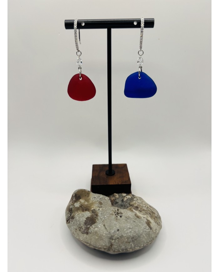 PENDIENTES ARTESANOS DE CRISTAL MARINO