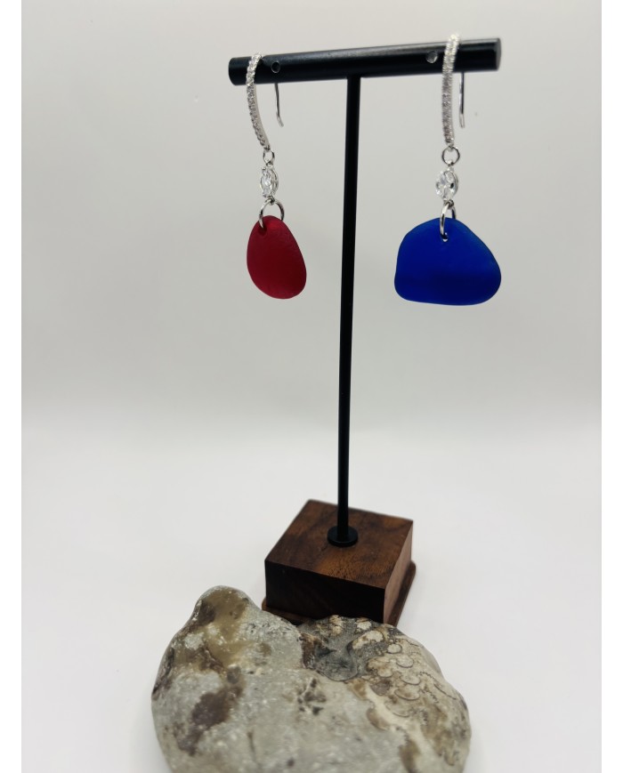 PENDIENTES ARTESANOS DE CRISTAL MARINO