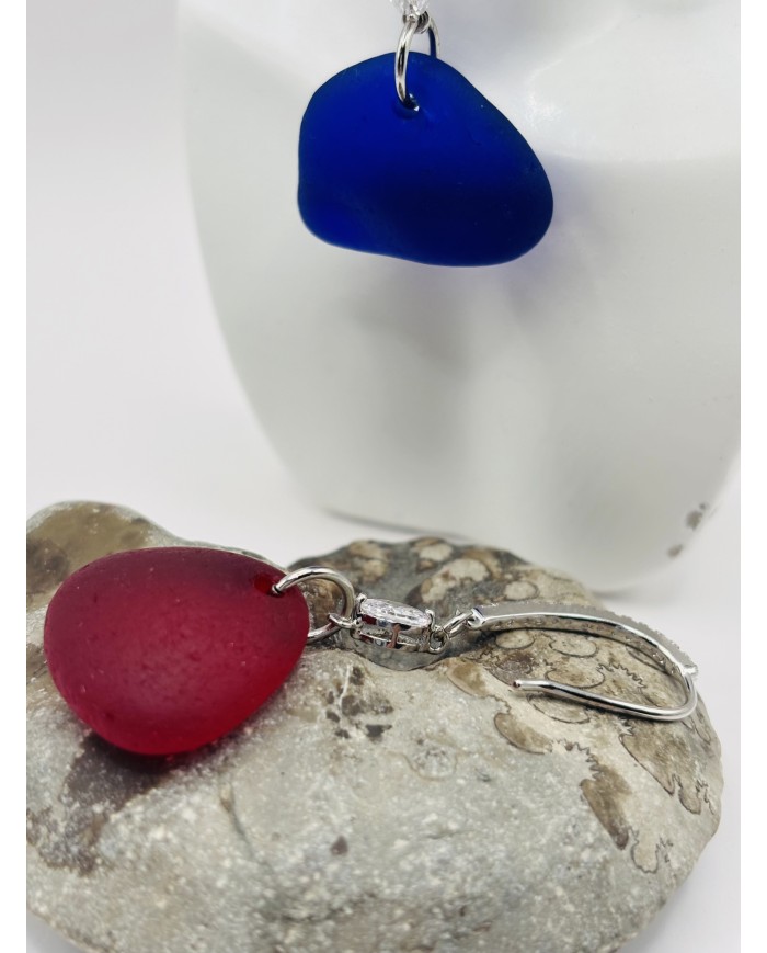PENDIENTES ARTESANOS DE CRISTAL MARINO