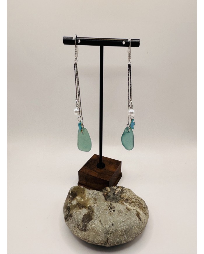 PENDIENTES ARTESANOS DE CRISTAL MARINO
