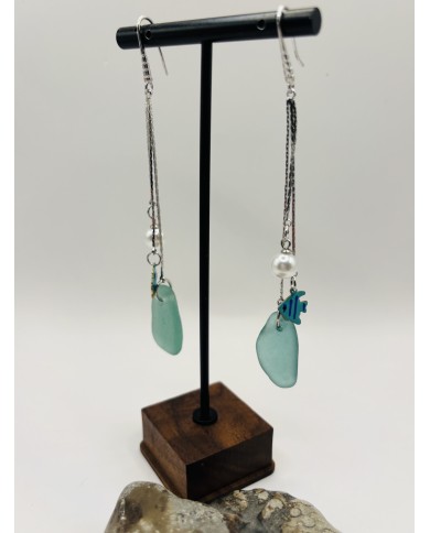PENDIENTES ARTESANOS DE CRISTAL MARINO